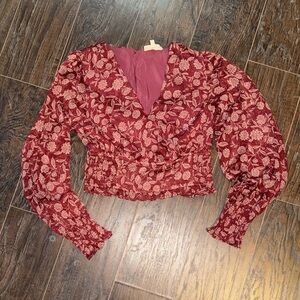 Floral Red Women's Crop Top